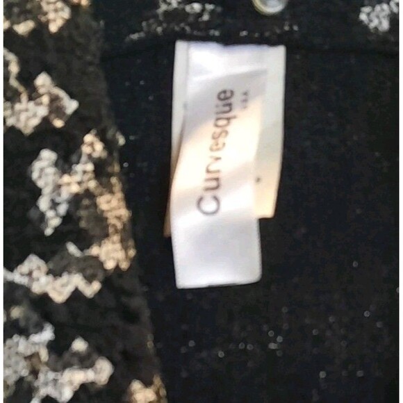 Black Silver Large Houndstooth Pattern Curvesque Cape Scattered Sequin Jacket  L - Picture 3 of 4